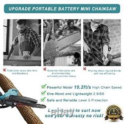 Mini Chainsaw 6-Inch with 2 Battery, Cordless Power Chain saw with Security Lock