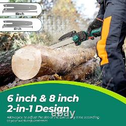 Mini Chainsaw 8-inch & 6-inch, Upgraded Brushless Cordless Chainsaw, 2xBatteries