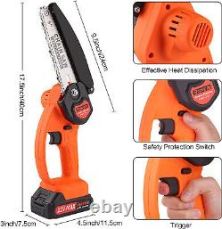 Mini Chainsaw, Bravolu 21V 6-inch Cordless Electric Chainsaw, One-Handed Battery