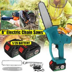 Mini Cordless Chainsaw Electric One-Hand Saw Woodworking Wood Cutter w