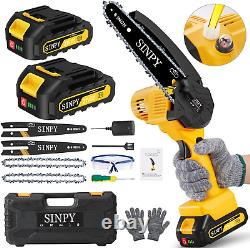 SINPY Mini Chainsaw Cordless 6 Inch with 2 Battery and Quick Charger, Battery