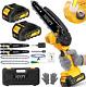 Sinpy Mini Chainsaw Cordless 6 Inch With 2 Battery And Quick Charger, Battery