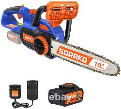 SORAKO Cordless Chainsaw, 18V 10Inch Electric Chainsaw with 4.0AH Capacty, 25cm