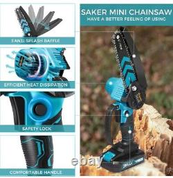 Saker Mini 6 Inch Electric Chainsaw Portable Cordless 2x 20v Batteries 1500mAh