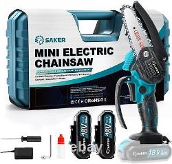 Saker Mini Chainsaw, 4 Inch Portable Electric Chainsaw Cordless, Handheld Chain Sa