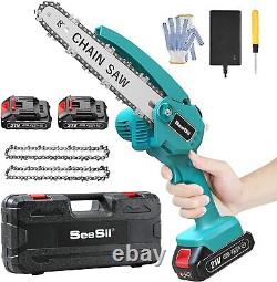 SeeSii Small Chain Saw 8 Inch Cordless Chainsaw For Trees Branches Pruning