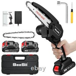 Seesii 24V Rechargeable Handheld Pruning Cordless Chainsaw for Gardens Cutting