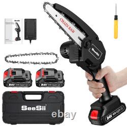 Seesii 6 Inch Mini Cordless Chainsaw Handheld Large Capacity Battery for potted