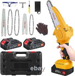 YIFOV Mini Chainsaw Cordless 6 inch 4 inch with 2 Battery, Portable Combination